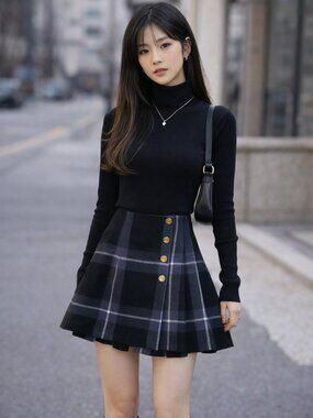 NOVESPAZIO by Noboru Yamafuji 90s/Y2K Pleated Plaid Skirt